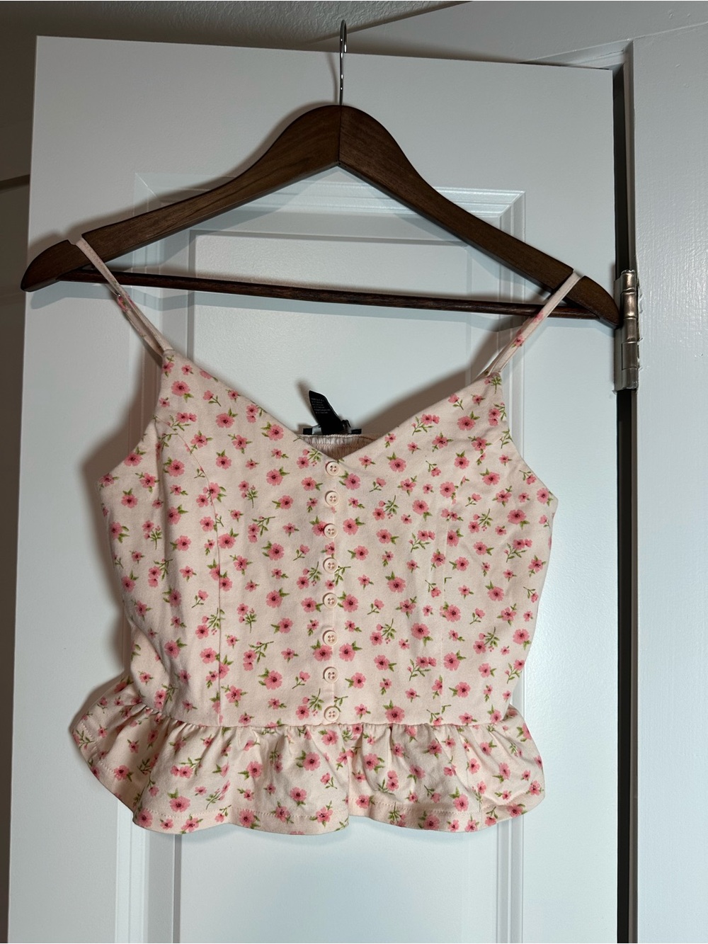 Forever 21 Pink Floral Peplum Cami Top